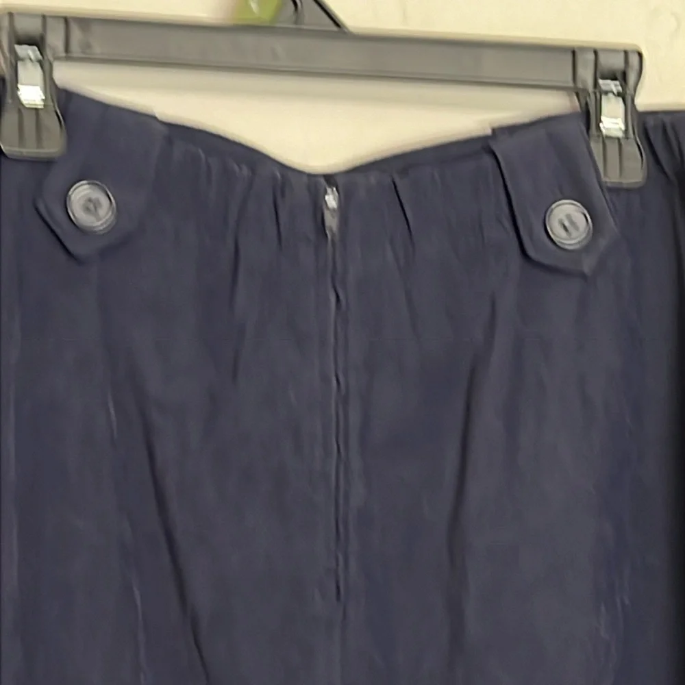 🌞 Coldwater Creek Navy blue lined maxi skirt zips button belt loops 10P
